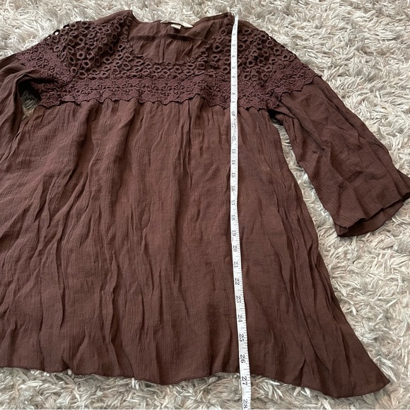 Krazy Kat women’s size medium quarter length sleeve blouse brown - Picture 3 of 6